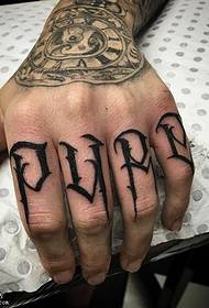 Modeli i tatuazhit me alfabetin e gishtave anglisht
