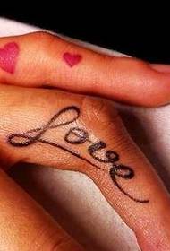 Finger beautiful English love tattoo pattern