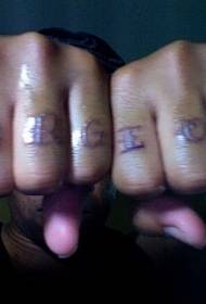 Finger colored ornate letter flower tattoo pattern