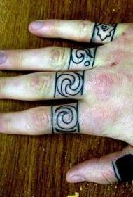 手指黑不同環紋身圖案