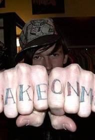 Modello di tatuaggio alfabeto inglese dito maschio