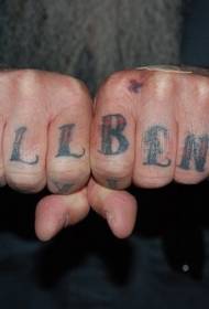 Vinger gekleurde hel gebogen brief tattoo foto