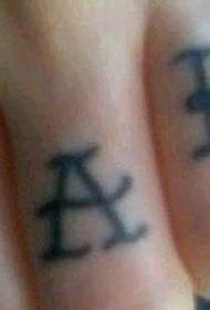 Черно-белая татуировка с буквой пальца