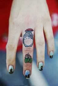 Finger cute classic cartoon tortoise tattoo