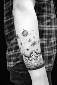 Planetinis raištys: Tatuiruočių su žvaigždute apyrankės apyrankės tatuiruotės rinkinys ant 9 mažų rankų