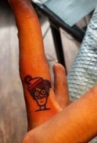 Минималистичка слика прста тетоважа девојка цртана слика тетоважа прста на обојеном прсту