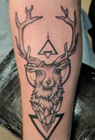 Arm tatoveringsmateriale, mannlig arm, trekant og hjort tatoveringsbilde