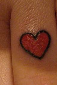 Finger minimalistinen punainen rakkaus tatuointi malli
