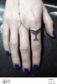 Pirkstu vienkāršs melnā vaļa astes tetovējuma modelis