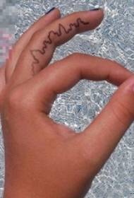 Girl finger on black line creative house tattoo pattern