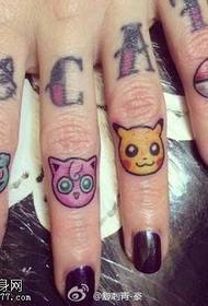 Vinger kleur cartoon tattoo patroon