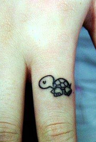 Patrón de tatuaxe de tartaruga bonito dedo