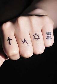 Patrón de tatuaje de estrella de seis puntas de rayo de dedo