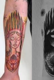 Linhas de tatuagem e comparação de trabalhos de 9 animais de braço