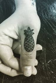 Piršto juodi ir balti maži ananasų tatuiruotės modeliai