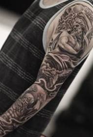Tatuaggio realistico del grande braccio nero - 6 pezzi di modello realistico del tatuaggio del braccio grande fiore nero europeo e americano