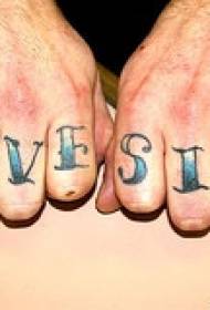 Modello di tatuaggio alfabeto inglese dito blu