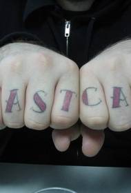 Finger color letter red style inscription tattoo