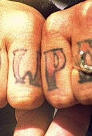 Male finger swashes letter tattoo pattern