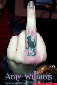 Lavoro del tatuaggio del gatto da dito