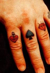 Prst barevné hrací karty symbol tetování obrázek
