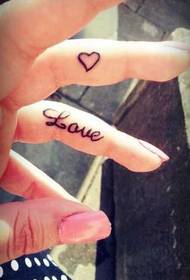 Modello di tatuaggio inglese amore dito