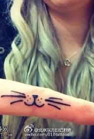 Izvrsna slatka mačka tetovaža na prstu