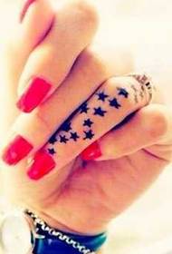 Finger full of five-star tattoo pattern