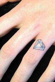 Fingro malgranda diamanta tatuaje ŝablono