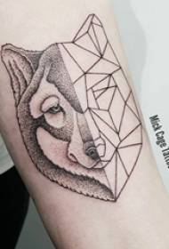 Wolf hoofd tattoo foto meisje arm zwart stiksel wolf hoofd tattoo foto