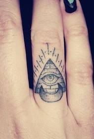 Pieni persoonallisuus silmä tatuointi sormella