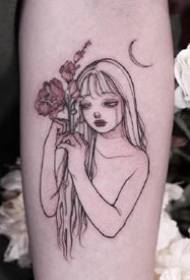 手臂上的小女孩：外國紋身師的紋身藝術家的紋身藝術品