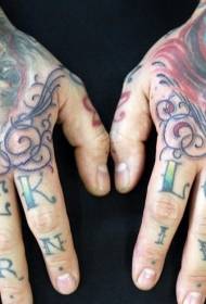 Rankų spalvos kaukolės raidės tatuiruotės raštas