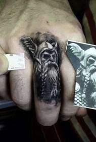 Finger Nordic God Odin Portrait Tattoo Pattern