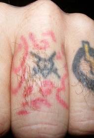 Modello di tatuaggio di carattere indolore di colore delle dita