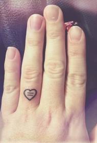 Dedo preto coração forma contorno tatuagem padrão