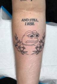 Little animal tattoo boy's arm on frog and plant tattoo picture