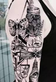 a set of black and white prickly line tattoo designs on the arm