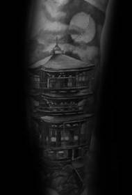 Arm Tattoo - Magnificent Sketch Arm Tower Tattoo Pattern