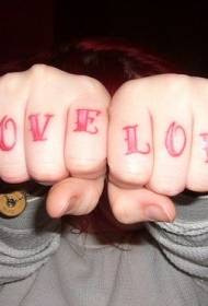 Sormenpunainen rakkauskirje tatuointikuvio