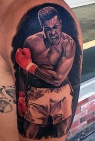 axel Delvis naturlig färg Muhammad Ali Porträtt axel tatuering