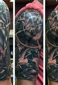 rangli odamlar va o'rdaklarning elkasini ovlash mavzusi Tattoo rasm