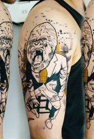 slika na rami barva v komičnem slogu človeška opica tattoo slika