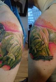 Shoulder კომიკური ქარი ფერადი გაბრაზებული Hulk Tattoo ნიმუში
