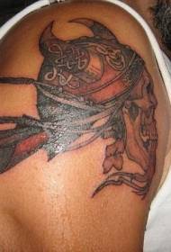 Schouder bruin piraat schedel tattoo patroon