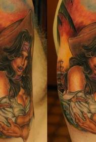 Schëller al Comics wéi sexy Pirate Fraen Tattoo Designs