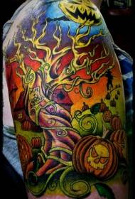 colore della spalla divertente modello di tatuaggio a tema Halloween