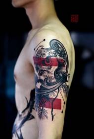 Boja ramena moderan stil sova tetovaža uzorak