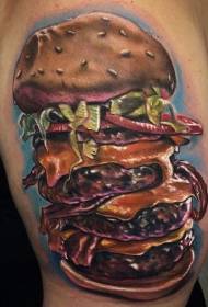 õla värv realistlik stiil tohutu burger tätoveering muster