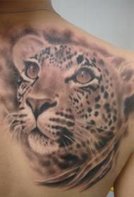Modello di tatuaggio testa di leopardo animale spalla marrone